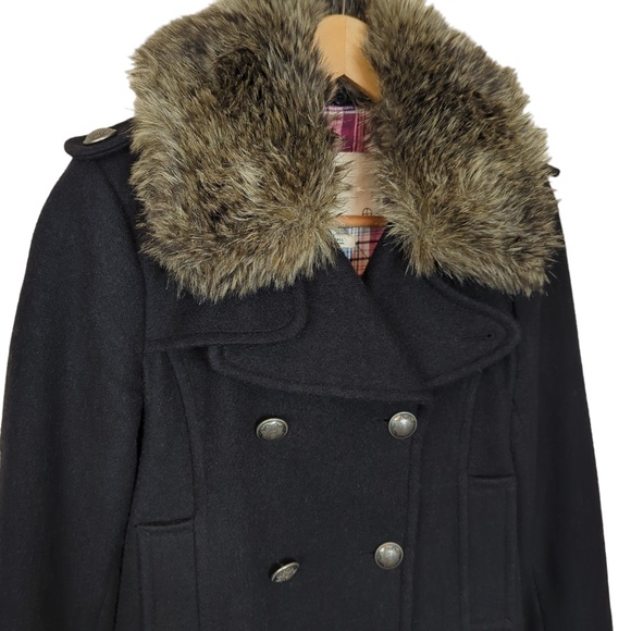 Aritzia Community Black Wool Winter Coat with Faux Fur Collar XS - Picture 4 of 16